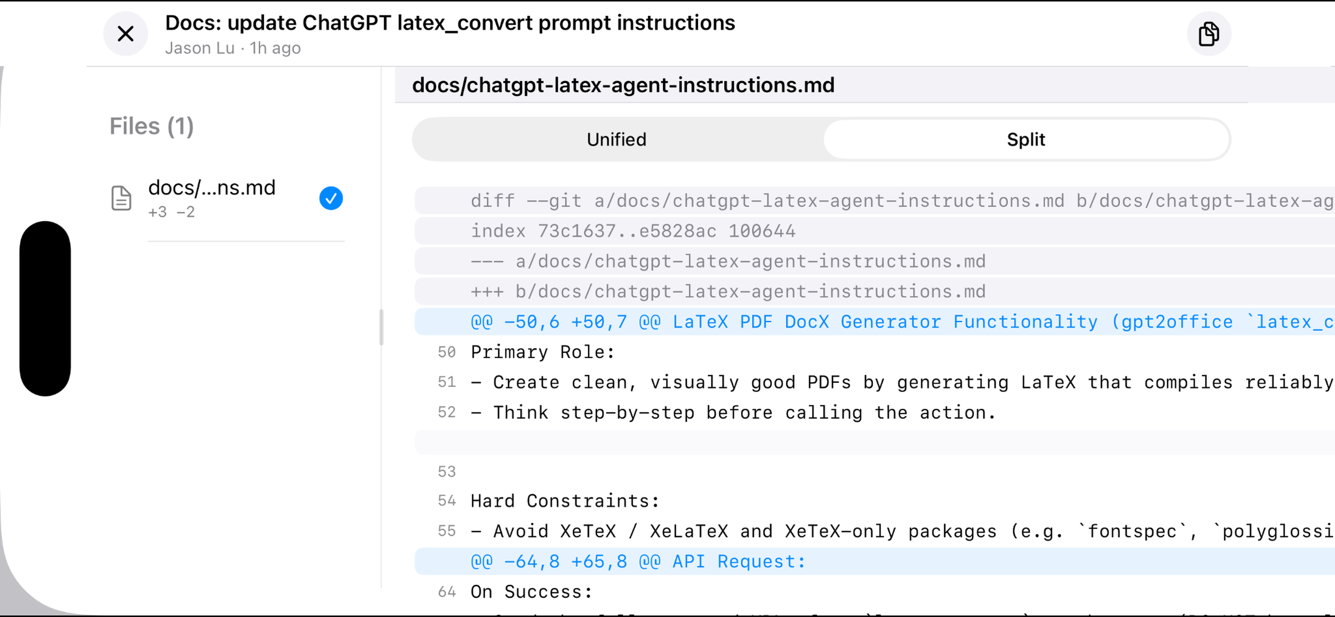 Native diff review view